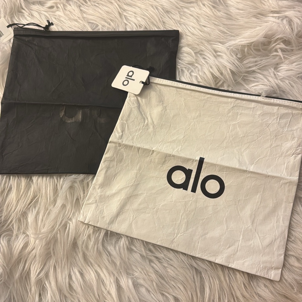 ALO Logo Zipper Pouch Set — White and Black